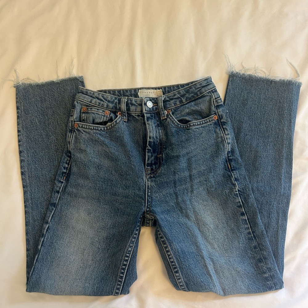 Topshop Blue Straight Leg Jeans